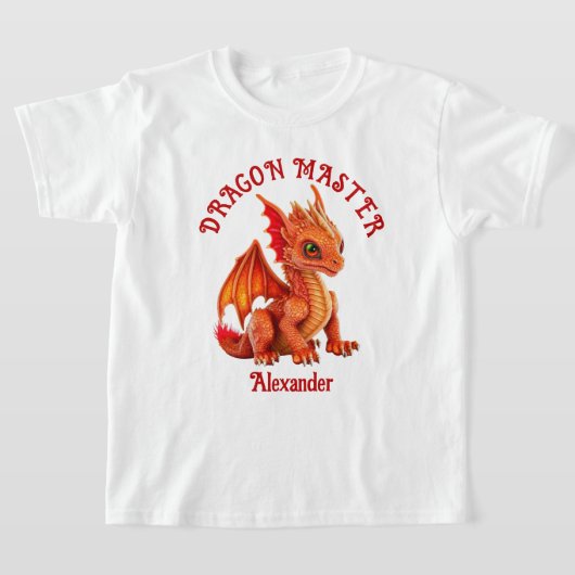 ドラゴンマスター3D オレンジドラゴン パーソナライズ Tシャツ (レイダウン)