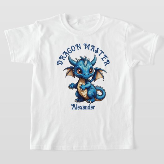 ドラゴンマスター かわいい青いドラゴン 名入れTシャツ Tシャツ (レイダウン)