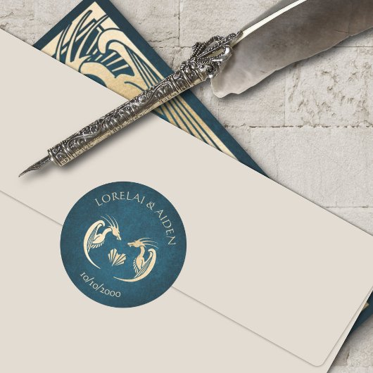 ドラゴンモダンファンタジー結婚デコ ラウンドシール