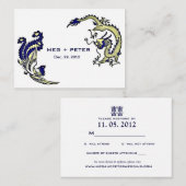 ドラゴンモダンフェニックス中国のウェディングRSVP エンクロージャーカード (正面/裏面)