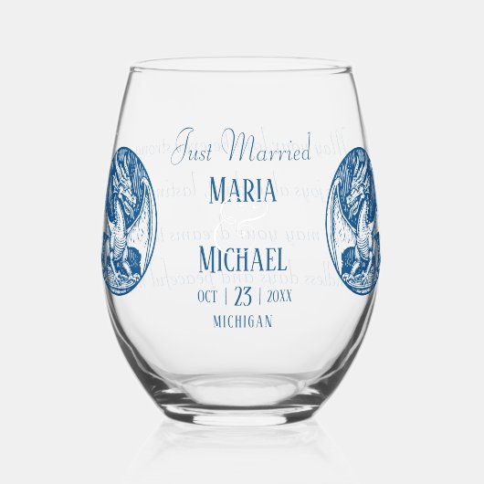 ドラゴンモチーフ&編集可能結婚飲み物用品セット ステムなしワイングラス (正面)