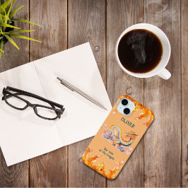 ドラゴンモノグラム中国の〔占星術の〕十二宮図オレンジトレンディークール iPhone 15 MINIケース