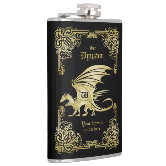 ドラゴンモノグラム金ゴールドフレー伝統的ムブックカバー フラスク (右)