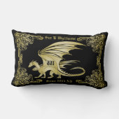 ドラゴンモノグラム金ゴールドフレー伝統的ムブックカバー ランバークッション (裏面)