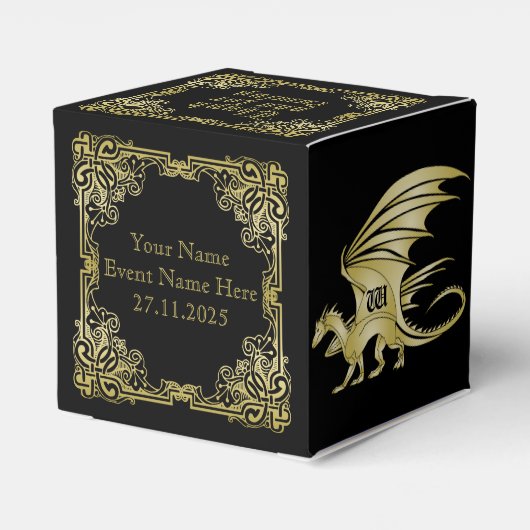 ドラゴンモノグラム金ゴールド枠伝統的ブックカバー フェイバーボックス (裏面サイド)