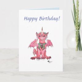 ドラゴンユニコーンペガサスレッドファンタジー誕生日カード カード