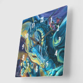 ドラゴンライダーとソルチェラー スクエア壁時計 (傾斜)