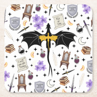ドラゴンライダーのコースター 文庫本好きへのギフト スクエアペーパーコースター