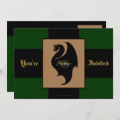 ドラゴンライダーグリーンバースデーパーティーの招待 招待状 (正面/裏面)