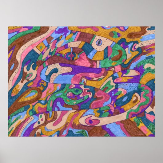 「ドラゴンライド」 24x18抽象芸術 ポスター (正面)