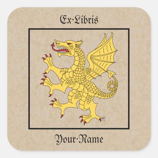 ドラゴンラパントまたは蔵書票 スクエアシール (正面)