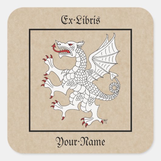 ドラゴンラパントアージェント蔵書票 スクエアシール (正面)