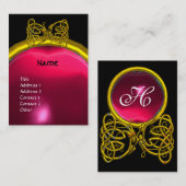 ドラゴンラブルビーモノグラムレッド黒黄色ピンク 名刺 (正面/裏面)