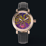 ドラゴンラブ/金ゴールドケルト結び目模様ジェムストーンモノグラム 腕時計<br><div class="desc">とエレガントデザインユニーク、金ゴールドケルトのドラゴン光波。Bulgan Luminiによる非常に正確な3Dモデリングとフラクタルアートと描写s (c).シリーズHyper Talismansの一部。</div>