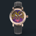 ドラゴンラブ/金ゴールドケルト結び目模様ジェムストーンモノグラム 腕時計<br><div class="desc">とエレガントデザインユニーク、金ゴールドケルトのドラゴン光波。Bulgan Luminiによる非常に正確な3Dモデリングとフラクタルアートと描写s (c).シリーズHyper Talismansの一部。</div>