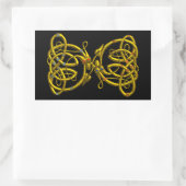 ドラゴンラブ，黒 長方形シール (バッグ)