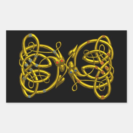 ドラゴンラブ，黒 長方形シール (正面)