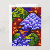 ドラゴンランド、抽象芸術グリーンドラゴン、ブルーマウンテンズ ポストカード (正面/裏面)