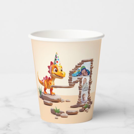 ドラゴンリトルディノ | 誕生日1回目のフォトビッグナンバー 紙コップ (正面)