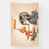 ドラゴンリトルディノ | 2回目の誕生日のビッグナンバー写真 横断幕 (縦)