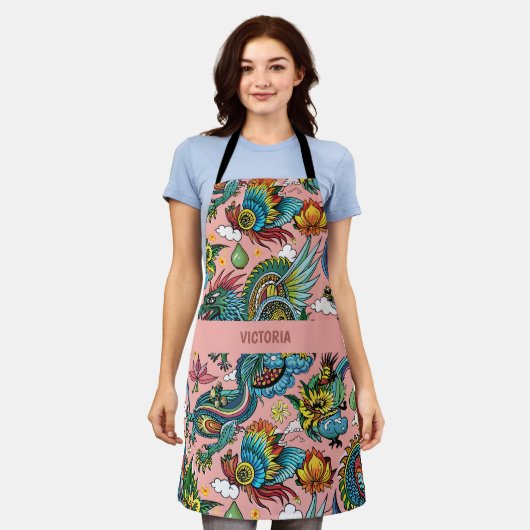 ドラゴンレインボーカスタムパターン エプロン (着用した状態)