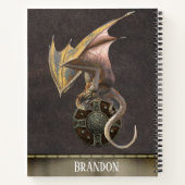 ドラゴンレザーメタルパーソナライズされたバイキングシールド ノートブック (裏面)