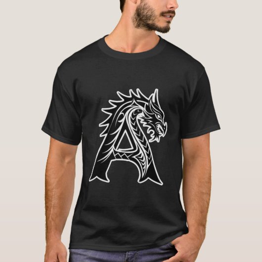 ドラゴンレターA - ファンタジードラゴン初期デザイン Tシャツ (正面)