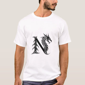 ドラゴンレターN – ダークファンタジードラゴン Tシャツ