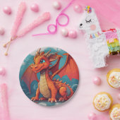 ドラゴンレッドアートワーク紙プレート ペーパープレート (パーティー)