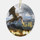 ドラゴンワイバーンファイアブリージングファンタジー セラミックオーナメント (左)