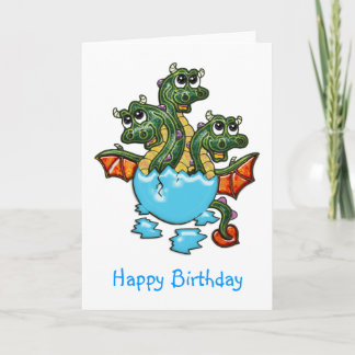 ドラゴン三つ子ハッチング誕生日 カード