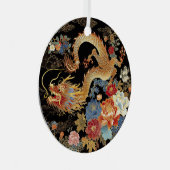 ドラゴン中国のと牡丹 メタルオーナメント (正面右)