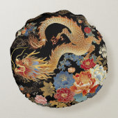 ドラゴン中国のアンドプーンズラウンド装飾用クッション ラウンドクッション (裏面)