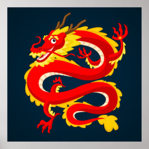 ドラゴン中国のイラストレーション ポスター
