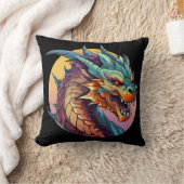 ドラゴン中国のガカラフルーン クッション (ブランケット)