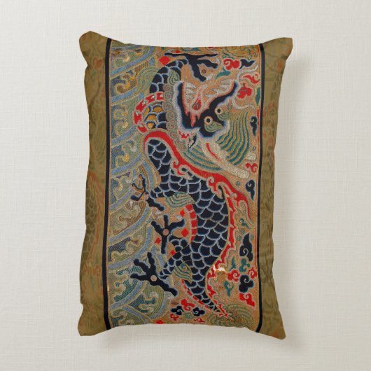 ドラゴン中国のシンボルアンティークアジア アクセントクッション (裏面(縦))