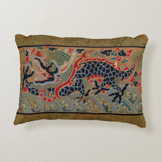ドラゴン中国のシンボルアンティークアジア アクセントクッション (裏面)
