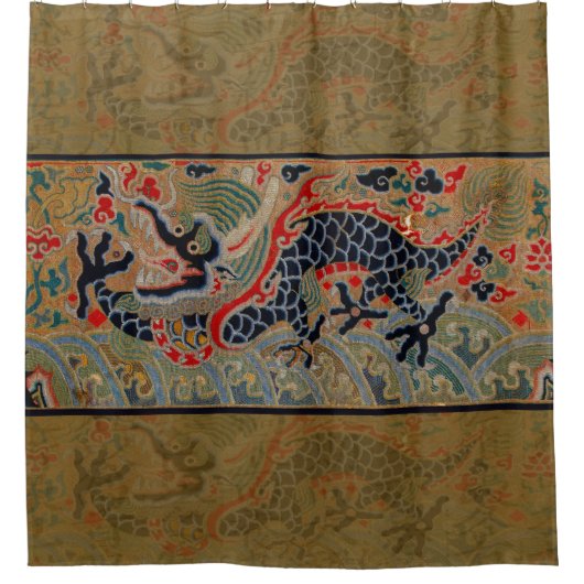 ドラゴン中国のシンボルアンティークアジア シャワーカーテン (正面)