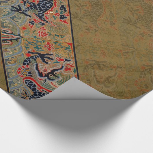 ドラゴン中国のシンボルアンティークアジア ラッピングペーパー (角)