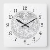 ドラゴン中国のスクエアウォールクロック スクエア壁時計 (正面)