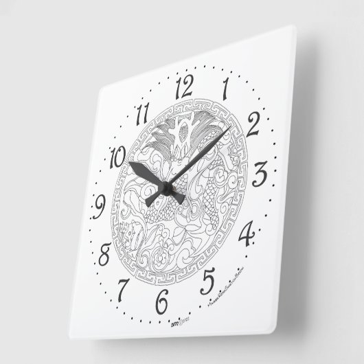 ドラゴン中国のスクエアウォールクロック スクエア壁時計 (傾斜)