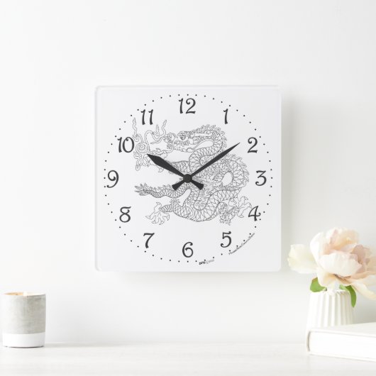 ドラゴン中国のスクエアウォールクロック スクエア壁時計 (ホーム)