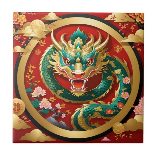 ドラゴン中国のセラミックタイル タイル (正面)