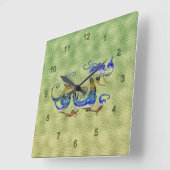 ドラゴン中国のファンタジーアートデザイナーギフト時計 スクエア壁時計 (傾斜)