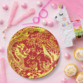 ドラゴン中国のフェ結婚ニックスのロゴ ペーパープレート (パーティー)