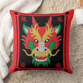 ドラゴン中国のマスクアジアアートクッション クッション (ブランケット)