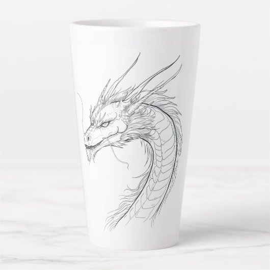 ドラゴン中国のミニマリスト線 カフェラテマグ (正面)