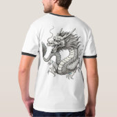 ドラゴン中国のメンズリンガーTシャツ🐉👕 Tシャツ (裏面フル)