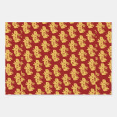 ドラゴン中国のレッド金ゴールドゴールデン〔占星術の〕十二宮図アジア ラッピングペーパーシート (正面3)