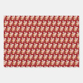 ドラゴン中国のレッド金ゴールドゴールデン〔占星術の〕十二宮図アジア ラッピングペーパーシート (正面)